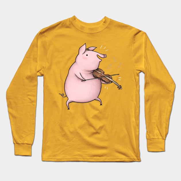 Piggy on the Fiddle Long Sleeve T-Shirt by Sophie Corrigan